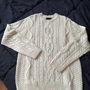 ASOS Men's Beige Cable Knit Crewneck Sweater